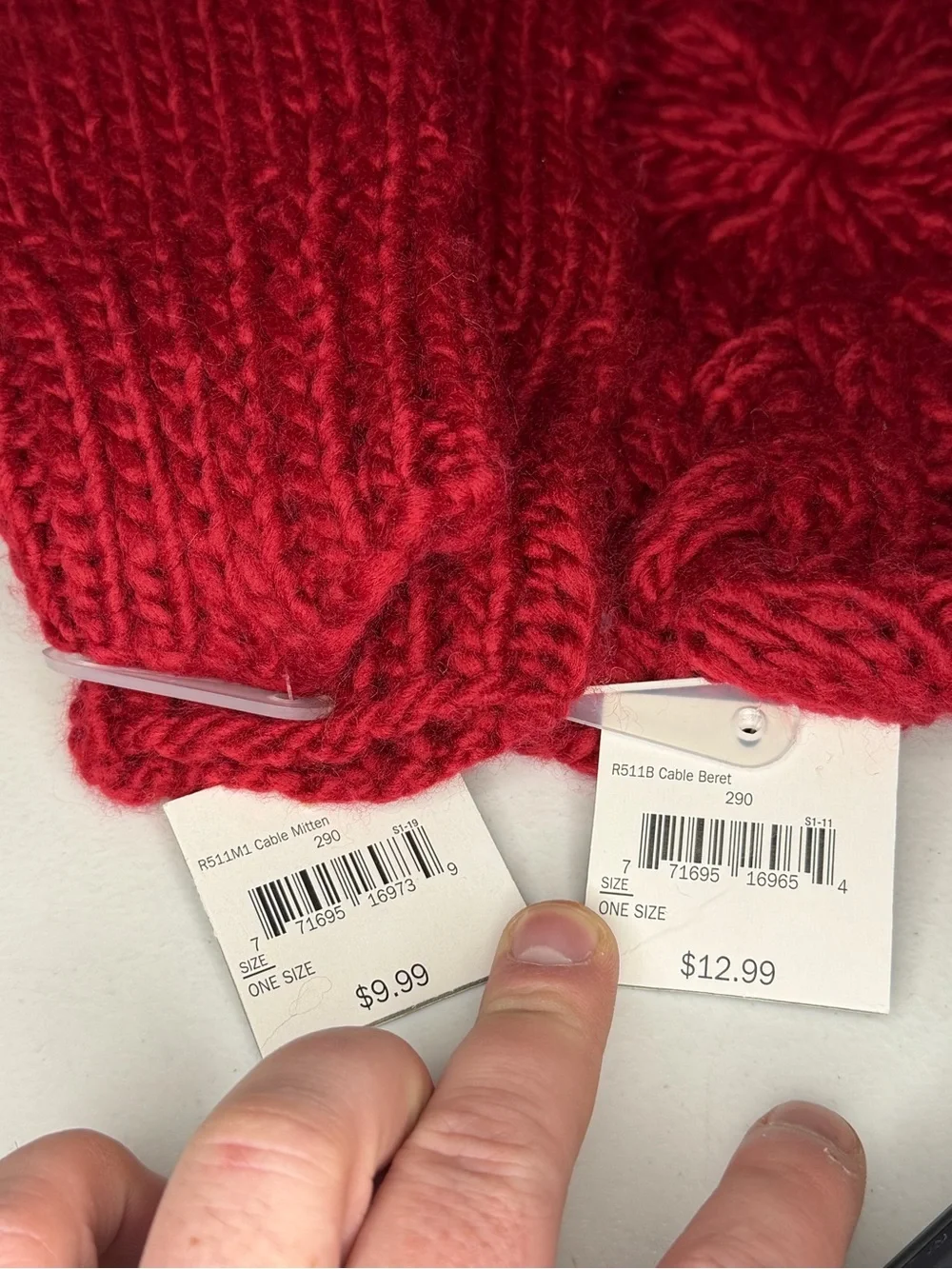 Falls Creek Red Cable Knit Hat and Beret Duo